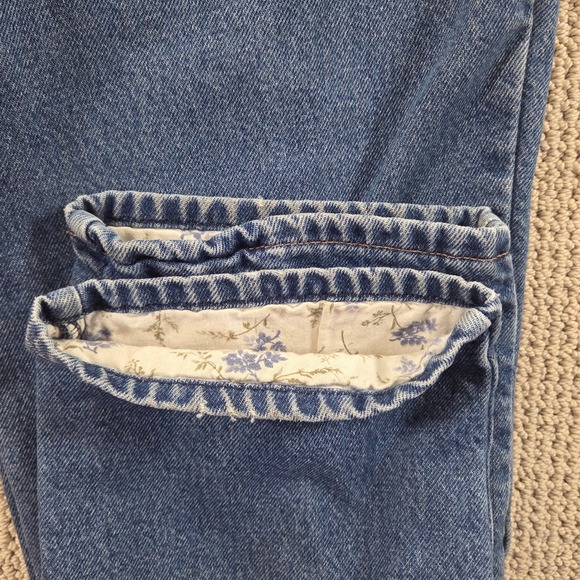 L.L.Bean Original Fit Relaxed Jeans Womens Size 12 REG Blue Floral Lined Denim - Picture 6 of 11